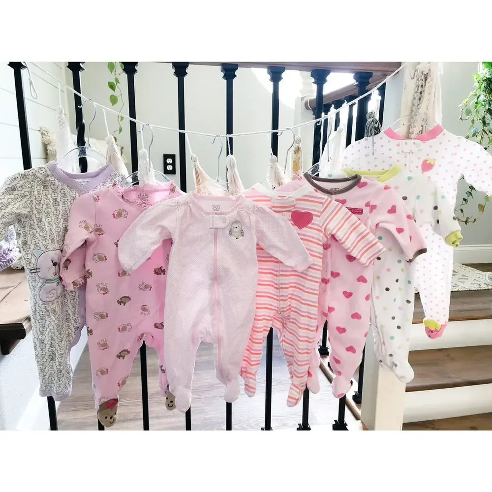 Bulk Lot 7 Footie Pajama Sleepers Darling Prints + Cozy 3-6mths
